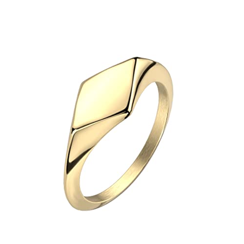 Paula & Fritz® Ring Damen Siegelring Gold 316L Chirurgenstahl Größe 49 (15,6) 8,5-mm breit Damen-Ring Herren-Ring Partner-Ring Verlobungs-Ring Ehering von Paula & Fritz