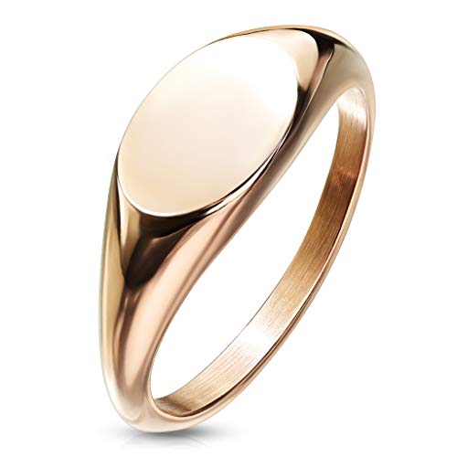 Paula & Fritz® Ring Damen Siegelring Oval Rose-Gold 316L Chirurgenstahl Größe 49 (15,6) 8-mm breit Damen-Ring Herren-Ring Partner-Ring Verlobungs-Ring von Paula & Fritz