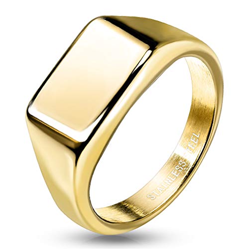 Paula & Fritz® Ring Damen Siegelring Rechteck Gold 316L Chirurgenstahl Größe 52 (16,6) Freundschafts-Ring Herren-Ring Partner-Ring Biker-Ring Damen-Ring von Paula & Fritz