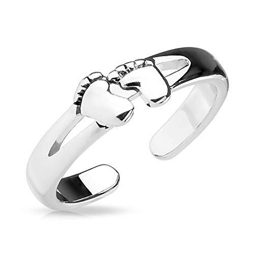 Paula & Fritz® Ring Damen Verstellbar Baby-fuß glänzend Silber 316L Chirurgenstahl Zehenring Mittelring Partnerring Freundschaftsring Einstellbarer-Ring von Paula & Fritz