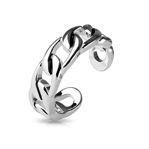 Paula & Fritz® Ring Damen Verstellbar Kettenglieder Silber 316L Chirurgenstahl Zehenring Mittelring Partnerring Freundschaftsring Offen Einstellbarer-Ring von Paula & Fritz