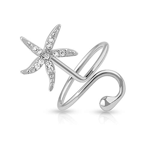 Paula & Fritz® Ring Damen Verstellbar Seestern Zirkonia Klar Silber 316L Chirurgenstahl Zehenring Mittelring Partnerring Offen Einstellbarer-Ring von Paula & Fritz