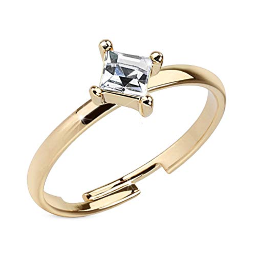 Paula & Fritz® Ring Damen Verstellbar Zirkonia Klar Gold 316L Chirurgenstahl Zehenring Mittelring Partnerring Offen Einstellbarer-Ring von Paula & Fritz