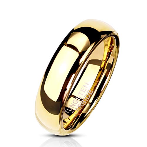 Paula & Fritz® Ring Damen Wolframcarbid Gr. 52 (16,6) Gold 2-mm Breit Kuppelring Herren-Ring Partnerring Ehering Damen-Ring Verlobungsring Tungsten von Paula & Fritz