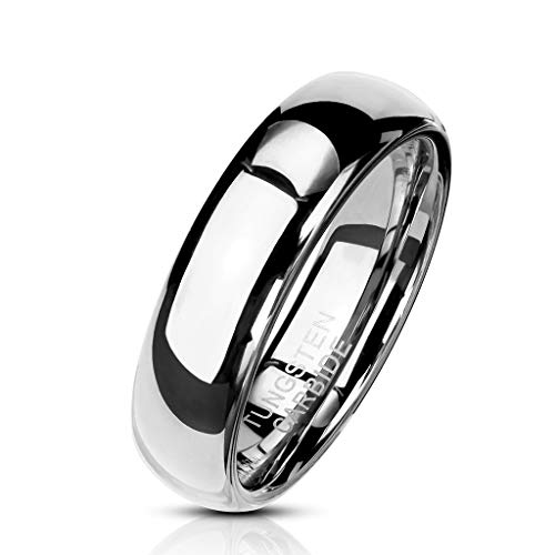 Paula & Fritz® Ring Damen Wolframcarbid Gr. 62 (19,7) Silber 4-mm Breit Kuppelring Herren-Ring Partnerring Ehering Damen-Ring Verlobungsring Tungsten von Paula & Fritz