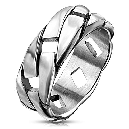 Paula & Fritz® Ring Herren Kettenglieder 316L Chirurgenstahl Größe 62 (19,7) Silber Herren-Ring Freundschaftsring Partnerring Damenring Glieder-Ring von Paula & Fritz
