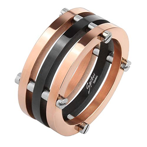 Paula & Fritz® Ring Herren Rosegold Schwarz Stapel-Ring Titan-IUM Grade 2 Größe 59 (18,8) 9-mm Ring-Breite Partner-Ring Verlobungs-Ring Damen-Ring von Paula & Fritz