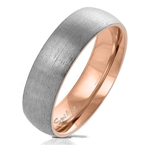Paula & Fritz® Ring Herren Rosegold-Silber Gebürstet Titan-IUM Grade 2 Größe 54 (17,2) 6-mm Ring-Breite Partnerring Verlobungsring Damen-Ring Ehe-Ring von Paula & Fritz