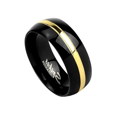 Paula & Fritz® Ring Herren Schwarz Gold Solid Titan Grade 2 Größe 49 (15,6) 6-mm Ring-Breite Partnerring Verlobungsring Ehe-Ring Damen-Ring Paarring von Paula & Fritz