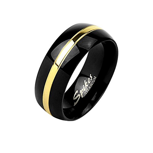 Paula & Fritz® Ring Herren Schwarz Gold Solid Titan Grade 2 Größe 57 (18,1) 6-mm Ring-Breite Partnerring Verlobungsring Ehe-Ring Damen-Ring Paarring von Paula & Fritz