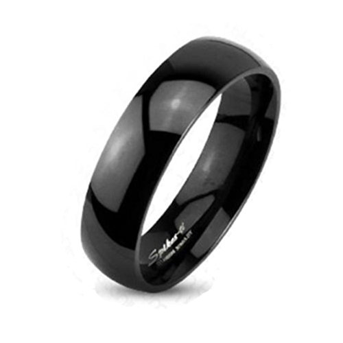Paula & Fritz® Ring Herren Schwarz Poliert Titan-IUM Grade 2 Größe 62 (19,7) 6-mm Ring-Breite Partnerring Verlobungsring Kuppel-Ring Damen-Ring Hochglanz von Paula & Fritz