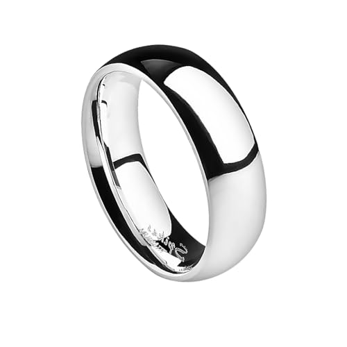 Paula & Fritz® Ring Herren Silber Poliert Titan-ium Grade 2 Größe 54 (17,2) 6-mm Ring-Breite Partnerring Verlobungsring Kuppel-Ring Damen-Ring Hochglanz von Paula & Fritz