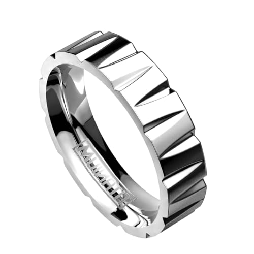 Paula & Fritz® Ring Herren Silber Tiefe Schnitte Titan-IUM Grade 2 Größe 49 (15,6) 5-mm Ring-Breite Partnerring Verlobungsring Facetten-Ring Damenring von Paula & Fritz
