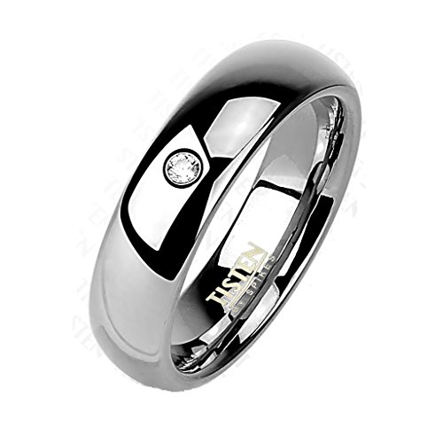 Paula & Fritz® Ring Herren Silber Zirkonia Klar TISTEN Titan-Wolfram Größe 67 (21,3) 6-mm Ringbreit-e Partnerring Ehering Kuppel-Ring Damen-Ring von Paula & Fritz