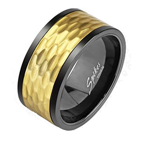 Paula & Fritz® Ring Herren Schwarz Gold Titan-IUM Grade 2 Größe 64 (20,4) 10-mm Ring-Breite Partnerring Verlobungsring Band-Ring Spinnerring Damenring von Paula & Fritz