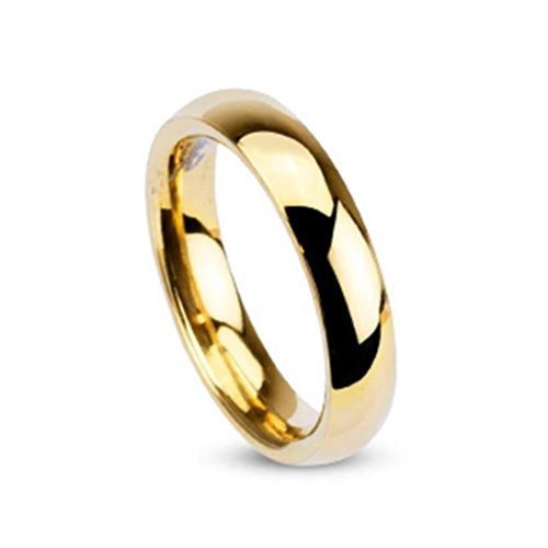 Paula & Fritz® Ring aus Edelstahl Chirurgenstahl 316L 4mm breit vergoldet Klas. von Paula & Fritz