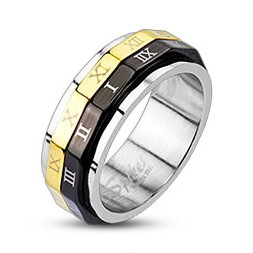 Paula & Fritz® Ring aus Edelstahl Chirurgenstahl 316L Spinner in schwarz, Gold... von Paula & Fritz