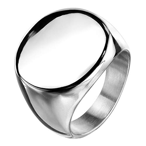 Paula & Fritz® Siegelring Silber gelbgold runde Siegelfläche Damen-Ring Freundschafts-Ring Partnerring Herrenring Verlobungs-Ring Edelstahl Chirurgenstahl 316L R-M6575S_100 von Paula & Fritz