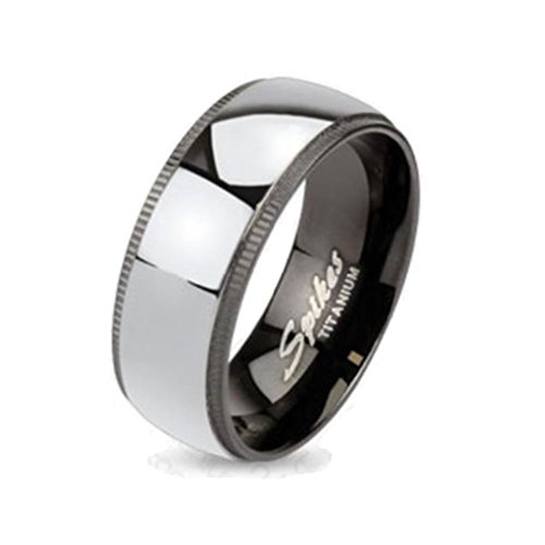Paula & Fritz® Titan Ring Silber schwarz Titan Center 53 (17) R-TM-1010-7 von Paula & Fritz