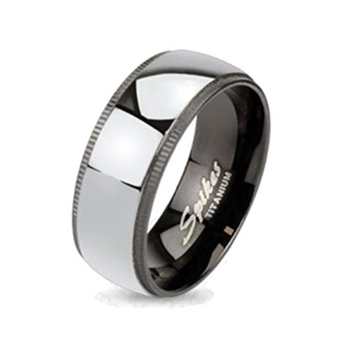 Paula & Fritz® Titan Ring silber schwarz Titan Center 50 (16) R-TM-1010-6 von Paula & Fritz