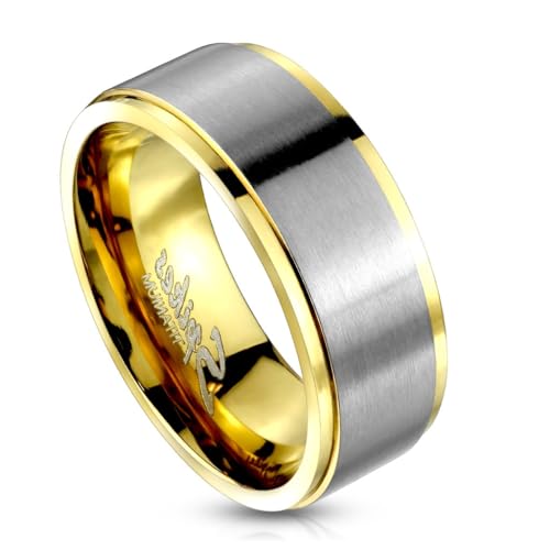 Paula & Fritz® Ring Herren Gold Silber Gebürstet Titan-IUM Grade 2 Größe 64 (20,4) 8-mm Ring-Breite Partnerring Verlobungsring Band-Ring Damen-Ring von Paula & Fritz