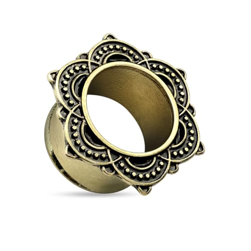 Paula & Fritz® Tunnel Flared Rose Gold 5-mm Edelstahl Chirurgenstahl 316 L Piercing Ohr-Schmuck Ohr-Tunnel Damen Herren Antique Plug Flesh-Tunnel von Paula & Fritz