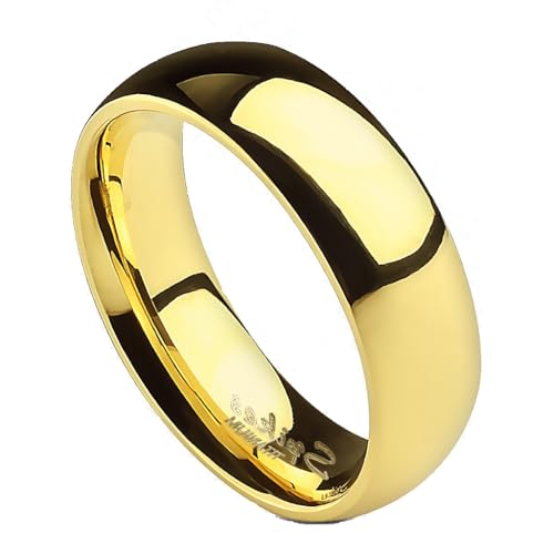 Paula & Fritz® Ring Herren Kuppel-Ring Gold Titan Grade 2 Größe 49 (15,6) 6-mm Breit-e Partnerring Verlobungsring Damen-Ring poliert Ehe-Ring Solide von Paula & Fritz