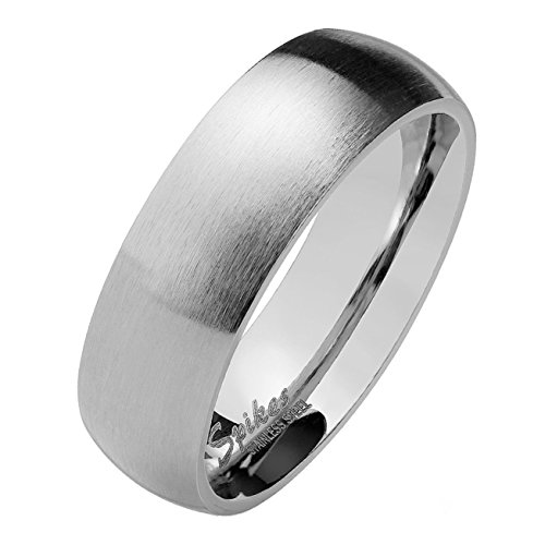 Paula & Fritz® matt poliert 6mm breit Edelstahlring Damen-Ring Verlobungs-Ring Freundschaftsring Herrenring Partnerring Dome Silber 53 (17) von Paula & Fritz