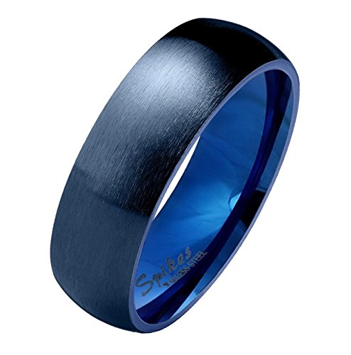 Paula & Fritz® matt poliert 6mm breit Edelstahlring Damen-Ring Verlobungs-Ring Freundschaftsring Herrenring Partnerring Dome blau 60 (19) von Paula & Fritz