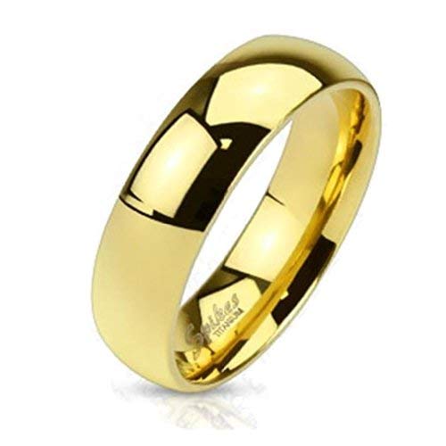 Paula & Fritz® Ring Herren Kuppel-Ring Gold Titan Grade 2 Größe 57 (18,1) 6-mm Breit-e Partnerring Verlobungsring Damen-Ring poliert Ehe-Ring Solide von Paula & Fritz