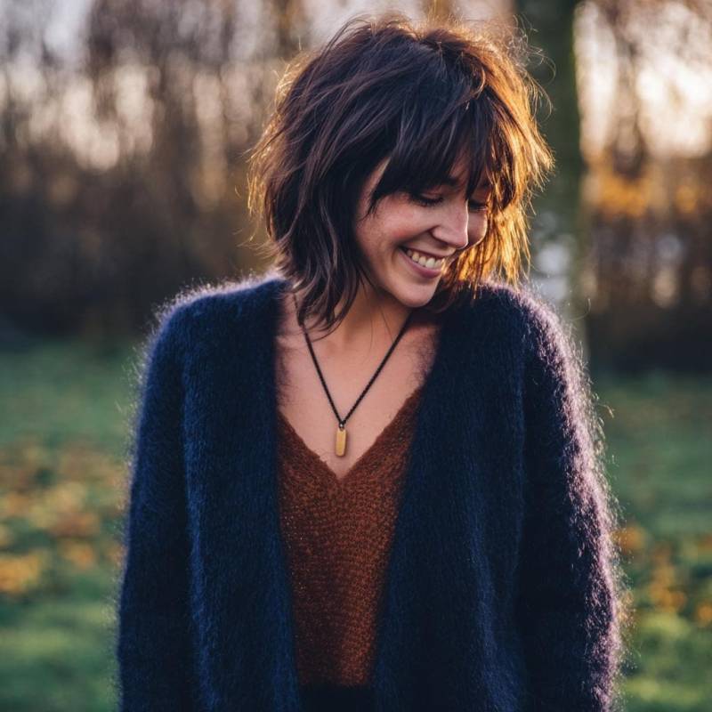 Mohair Strickjacke, Cardigan, Jacke Handgestrickt Handmade One Size Mitternachtblau Cardigan Navi Dunkel Blau von PaulaCashmere