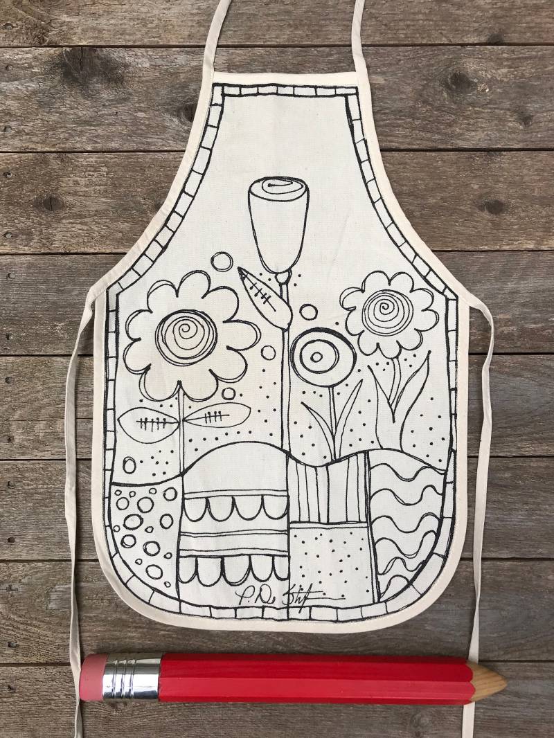 Handbemalte Kinderschürze Personalisierter Baumwollsegeltuch-Kunst-Kittel von PaulaPalette