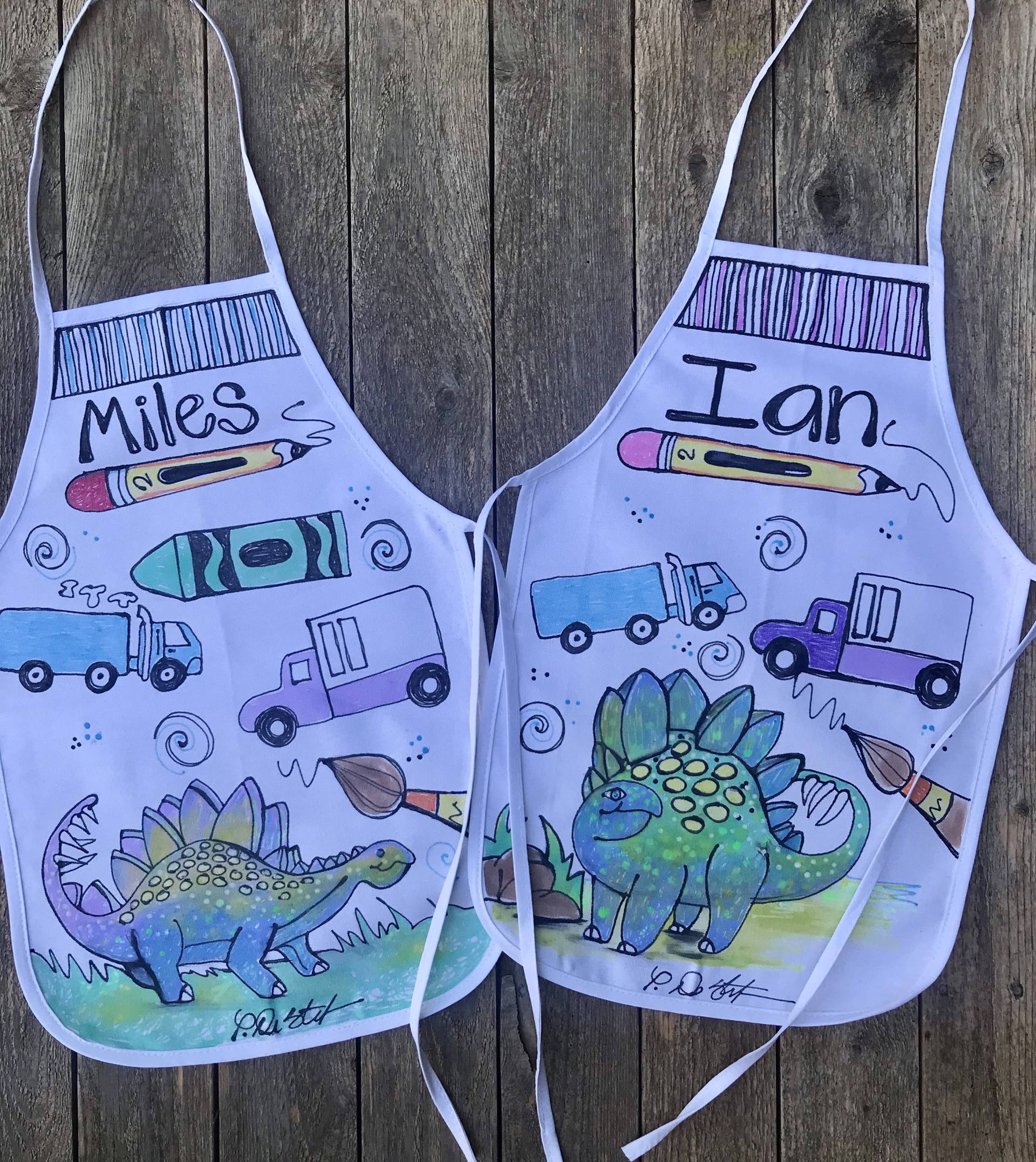 Handbemalte Kinderschürze Personalisierter Kunstkittel, Baumwollleinen von PaulaPalette