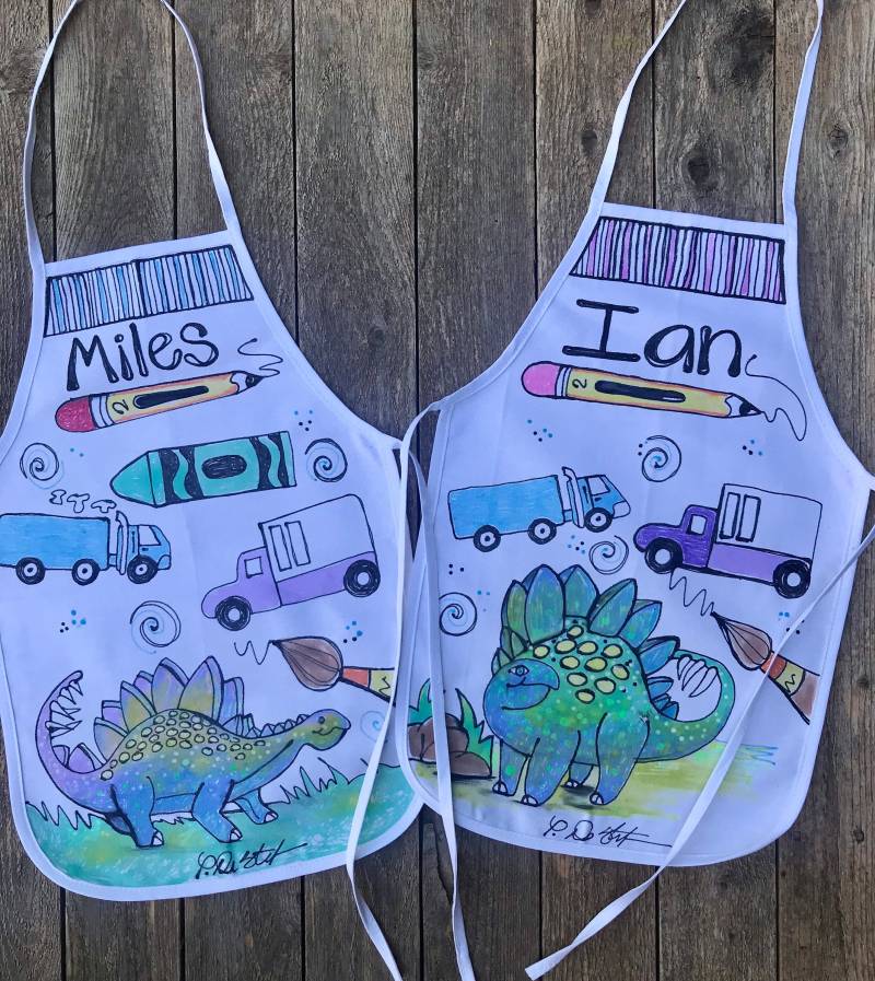 Handbemalte Kinderschürze Personalisierter Kunstkittel, Baumwollleinen von PaulaPalette