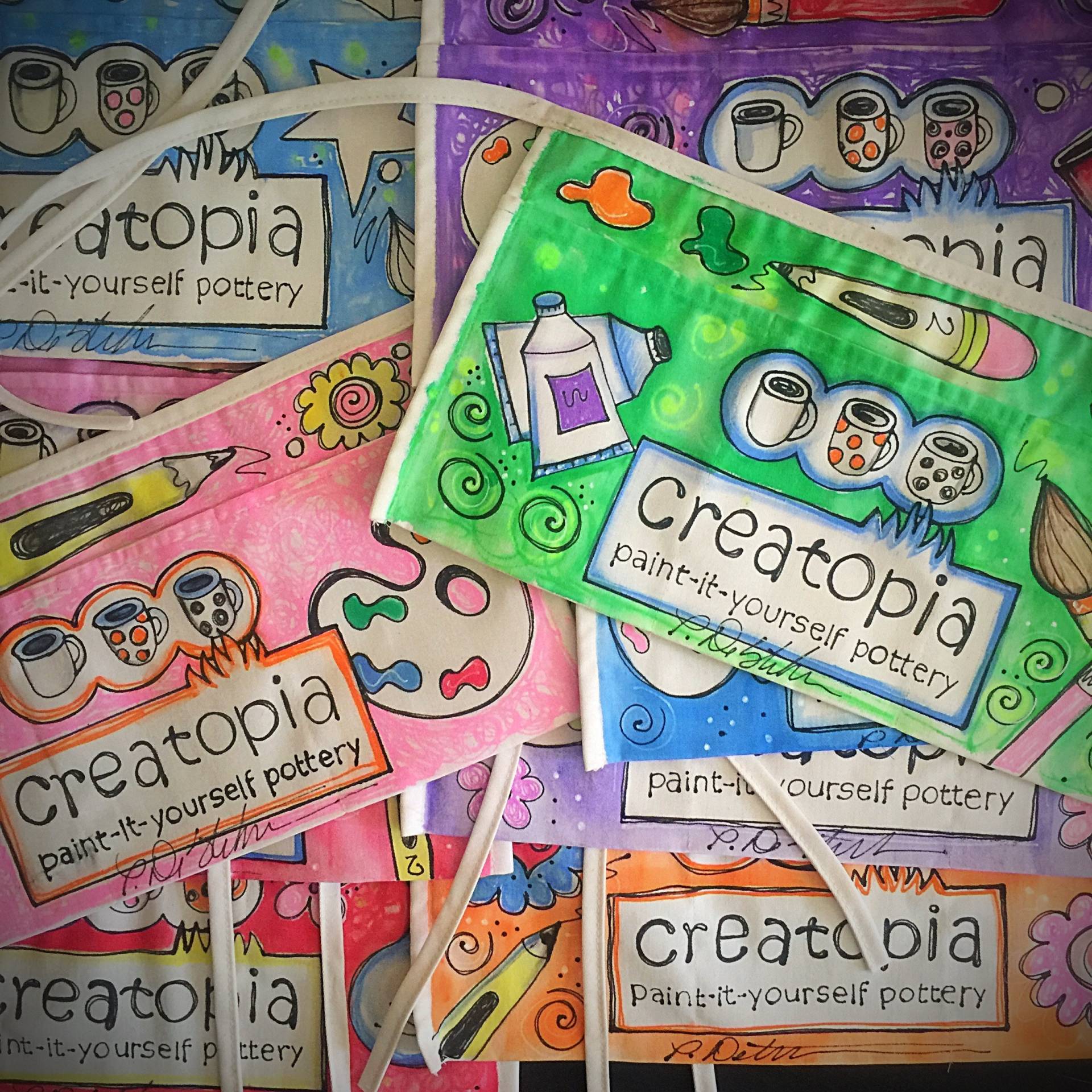 Personalisierte Baumwollschürze Lehrerin, Kellnerin, Kunstmesse von PaulaPalette