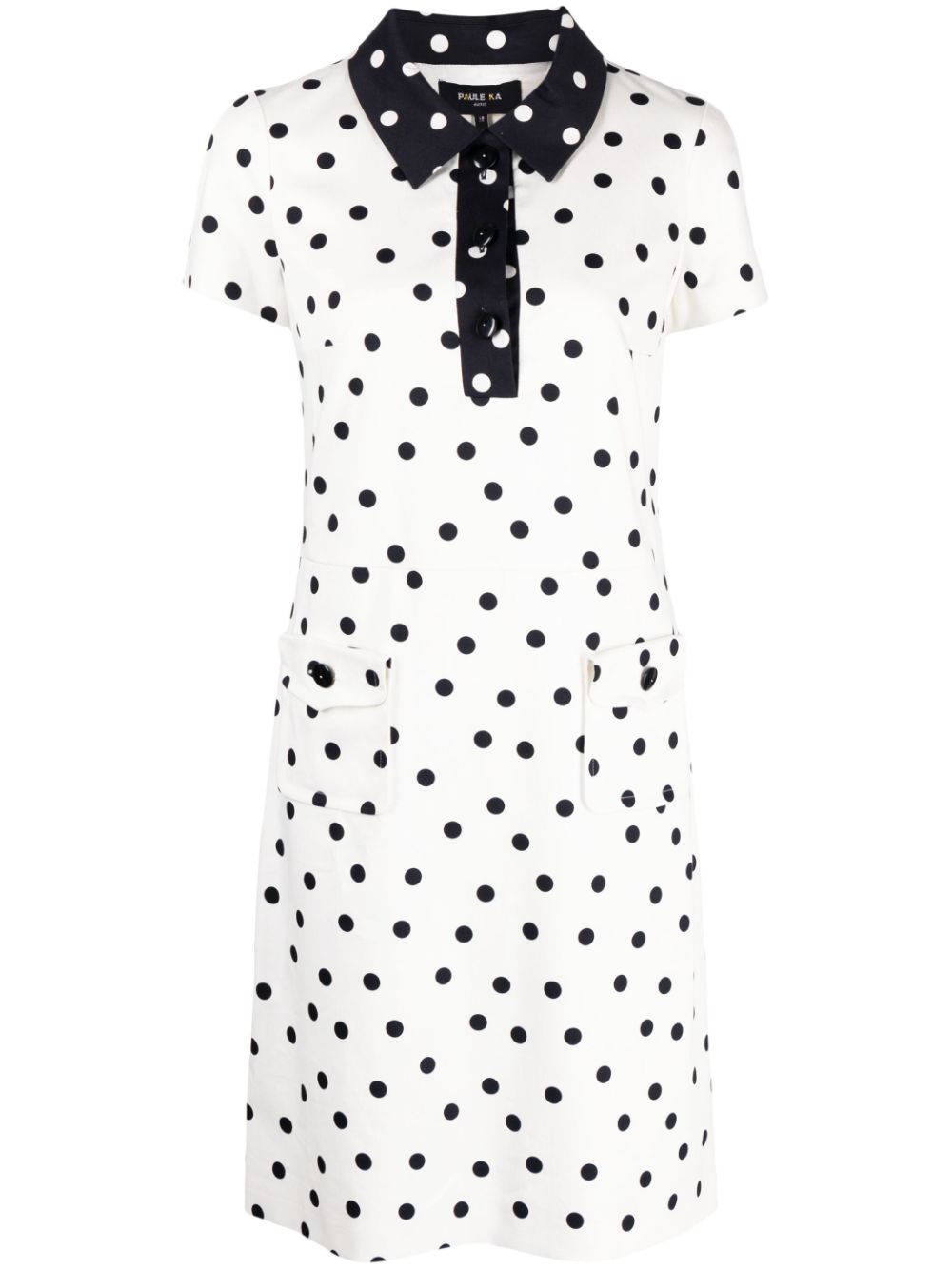 Paule Ka Poloshirtkleid mit Polka Dots - Weiß von Paule Ka