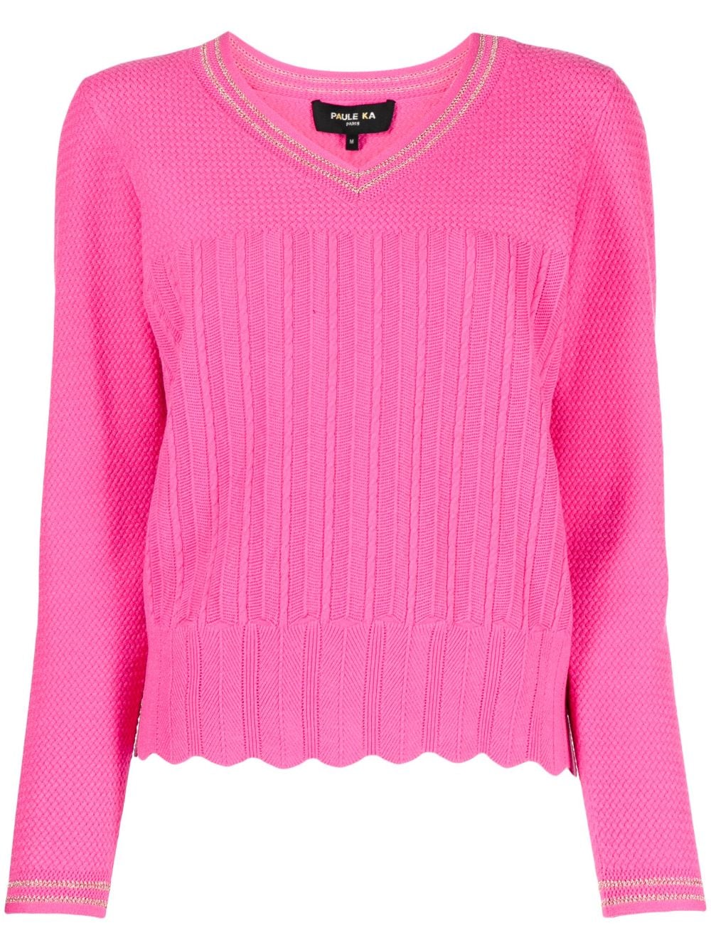 Paule Ka Pullover mit Zopfmuster - Rosa von Paule Ka