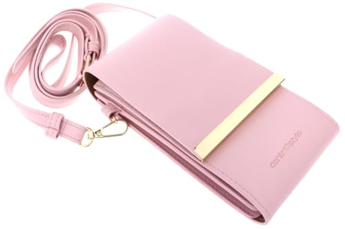 Paule & Knopf Elegante Etui - Tasche aus hochwertigem Kunstleder mit 2 Fächern und Schultergurt in Rosa von Paule & Knopf