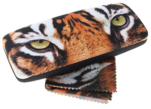 Paule & Knopf Hartschalen-Etui NAIROBI mit Tiger-Motiv in Braun/Schwarz mit passendem Microfasertuch von Paule & Knopf