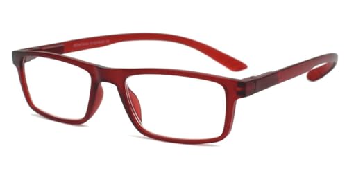 Paule & Knopf Schlichte Montana Lesebrille MNR3 mit hochwertigem Federscharnier und Nackenhalterfunktion aus Kunststoff Rot +2,00 dpt von Paule & Knopf