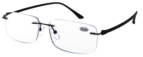 Paule & Knopf Schlichte Randlose-Fertiglesebrille Reinhold mit Blaulichtfilter in Schwarz + 3,00 dpt von Paule & Knopf