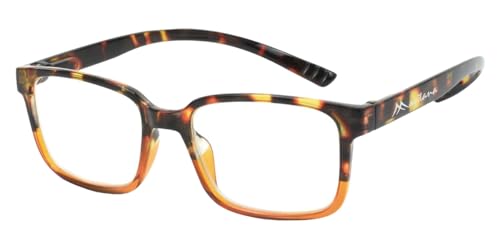 Paule & Knopf Stilvolle Vollrand-Lesebrille MNR2 aus robustem Kunststoff mit flexiblem Federscharnier und Nackenhalterfunktion Havanna-Orange +3,50 dpt von Paule & Knopf