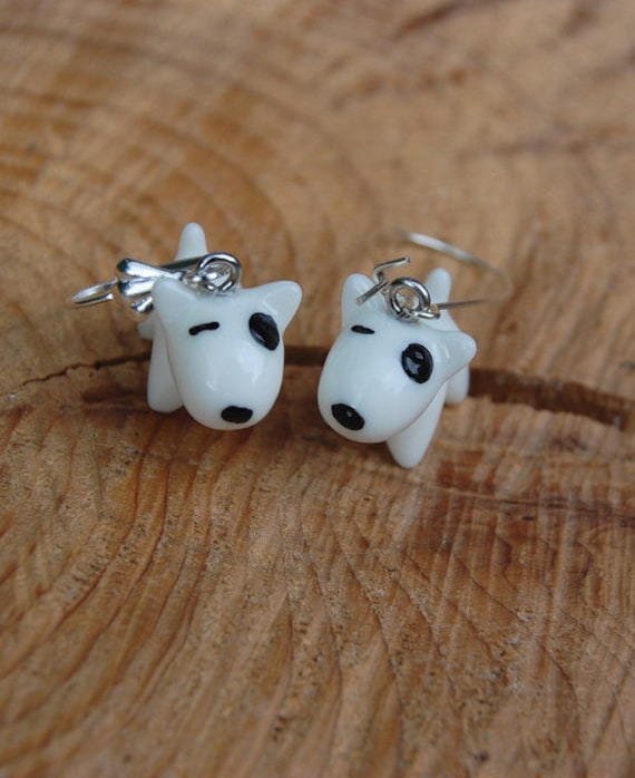 Ohrhänger Bullterrier Bull Terrier Ohrringe Earring Dog Earhooks von PauleWackeldackel
