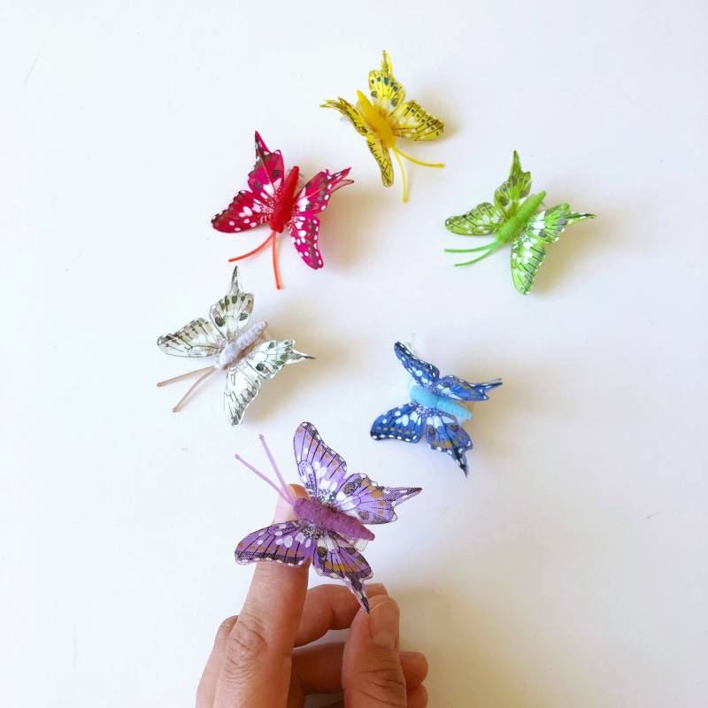 Feder Schmetterling Mit Clip Floral Cake Topper, Hochzeitsdeko von PaulettaCrafts