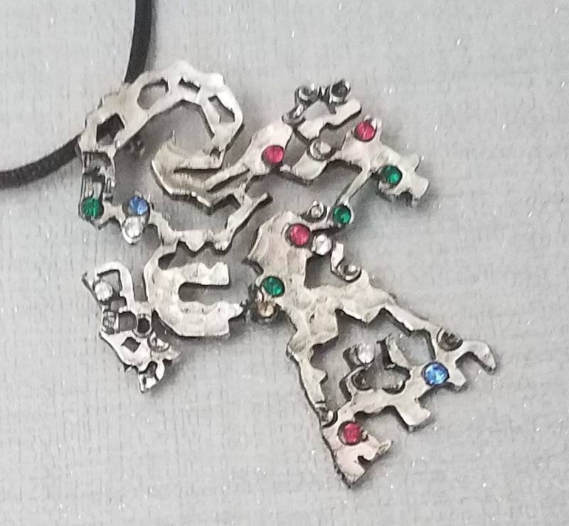 Christian Lacroix, Barockkreuz Aus Silbernem Metall Und Strasssteinen, Paulettevintage-Schmuck von PauletteVintage