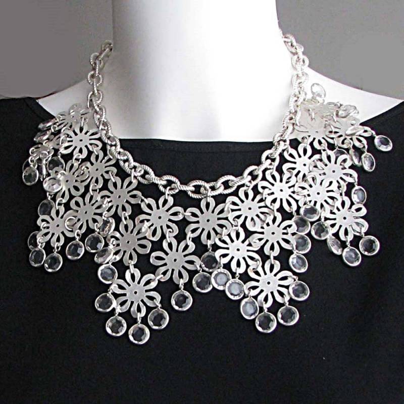 Kragenhalskette Aus Silbernem Metall, Paulettevintage Bijoux von PauletteVintage