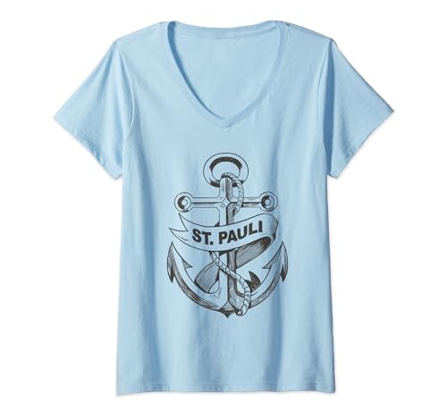 Damen Sankt Pauli Anker Paulianer Hamburg St Pauli T-Shirt mit V-Ausschnitt Damen Sankt Pauli Anker Paulianer Hamburg St Pauli T-Shirt mit V-Ausschnitt von Pauli St. Pauli Hamburg Fan