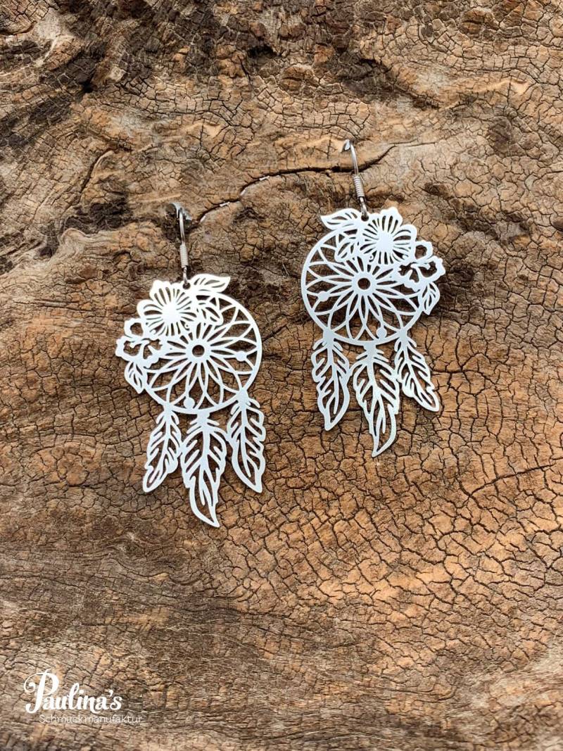 Basis-Energie-Ohrgehänge Eisen Dünn Traumfänger Mit Blumen von PaulinasSchmuck