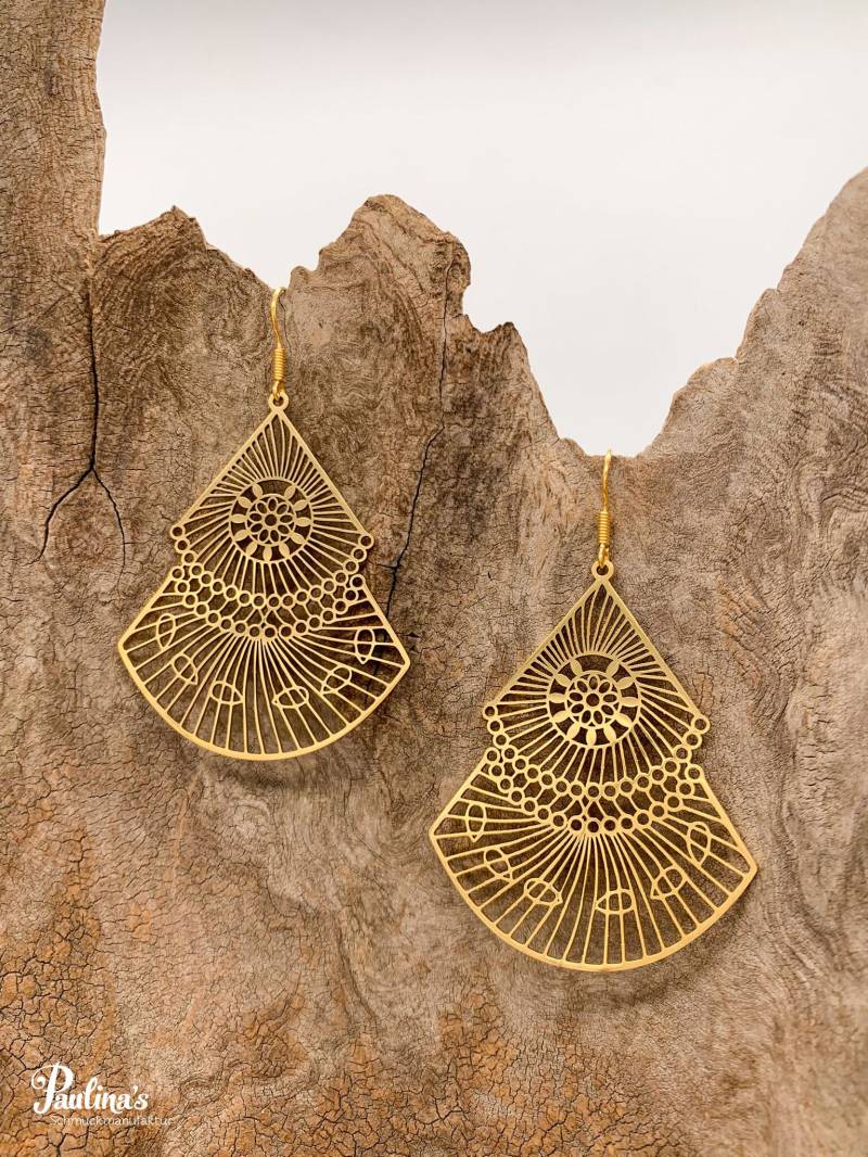 Löwenzahn-Energie-Ohrgehänge Edelstahl Filigraner Fächer von PaulinasSchmuck