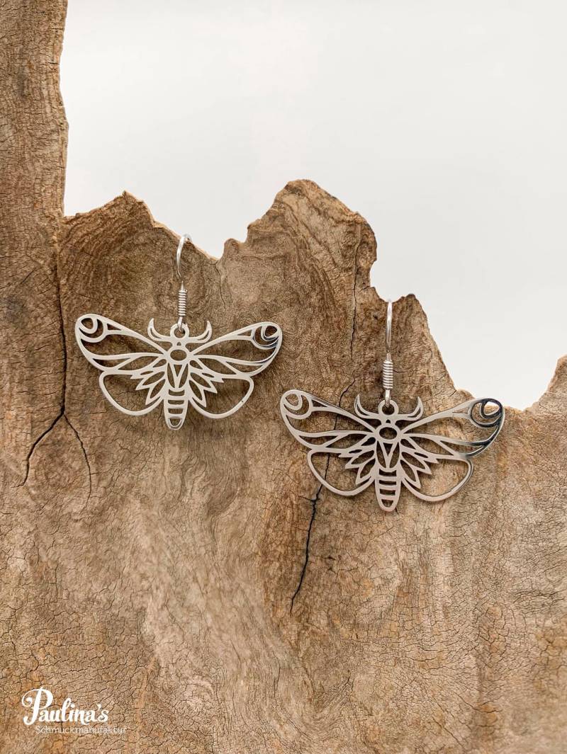 Löwenzahn-Energie-Ohrgehänge Edelstahl Nachtfalter Filigran von PaulinasSchmuck